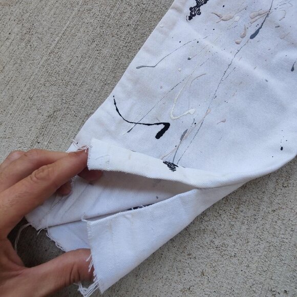 Custom reworked 'Dickies' skeleton white flared painter pants men's size 31 - Picture 3 of 5